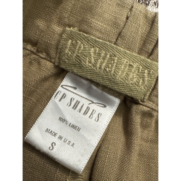CP Shades Wendy Pants Women's Small Tan Khaki Wide Leg Linen Elastic Waist Beach - Picture 6 of 8